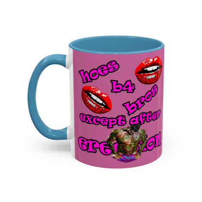 hoes b4 bros - Accent Mug (light pink)