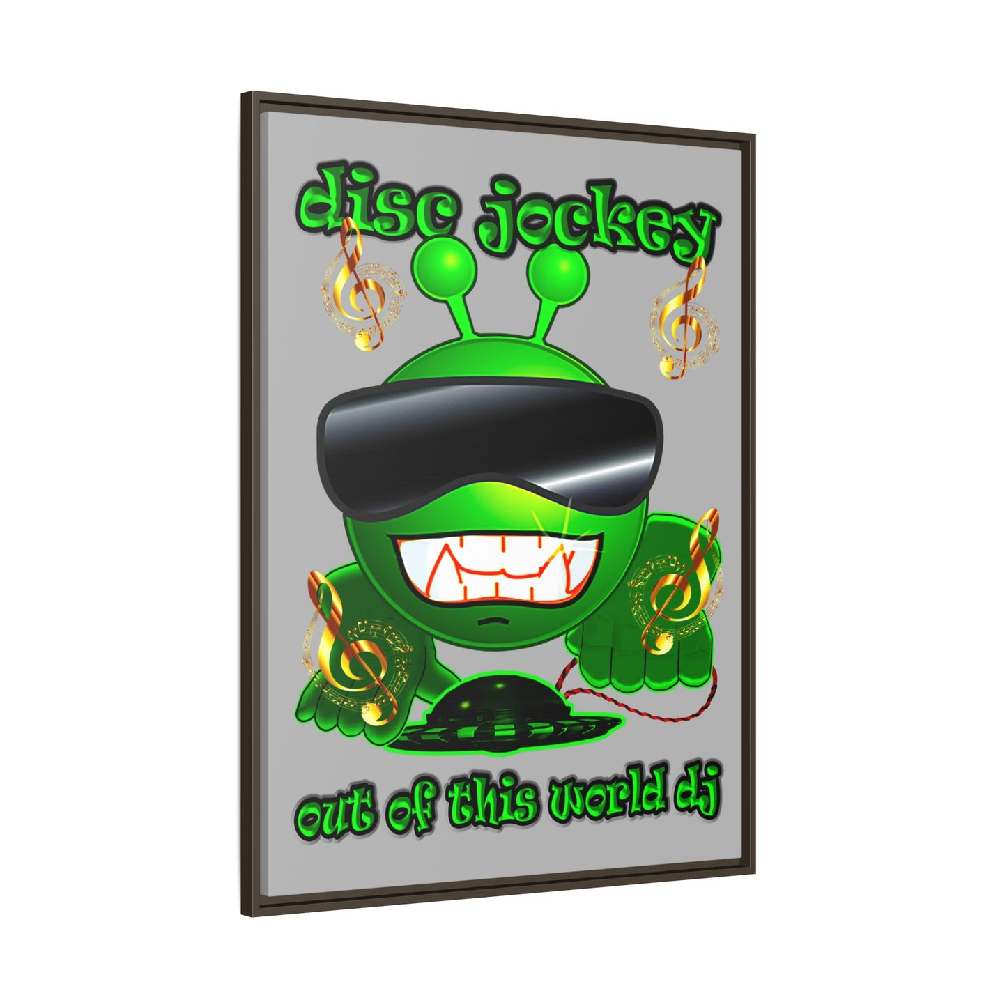 disc jockey - framed canvas art (light grey)