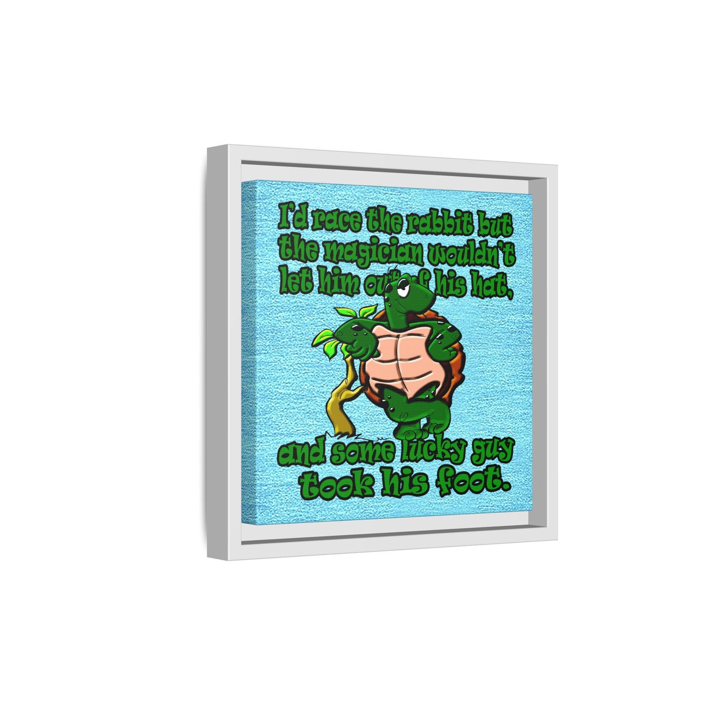 turtle race - framed canvas art (faded blue)