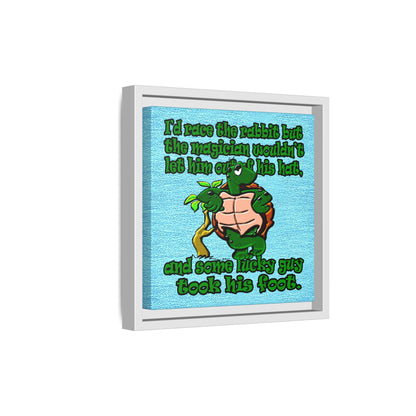 turtle race - framed canvas art (faded blue)