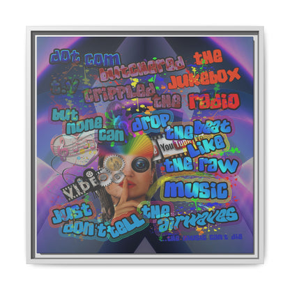 drop the beat - framed canvas art (grey-pink wave)