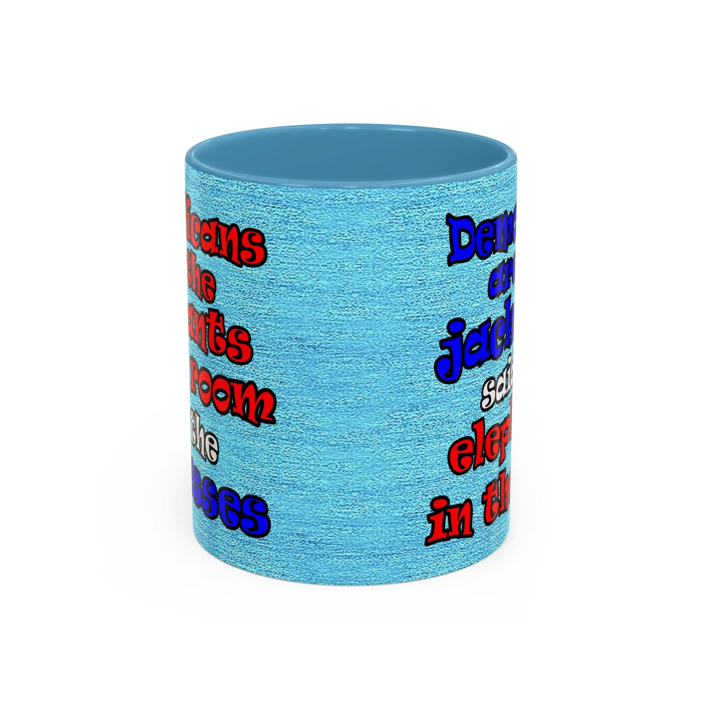 donkeys and elephants - Accent Mug (faded blue)