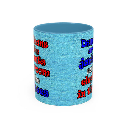 donkeys and elephants - Accent Mug (faded blue)