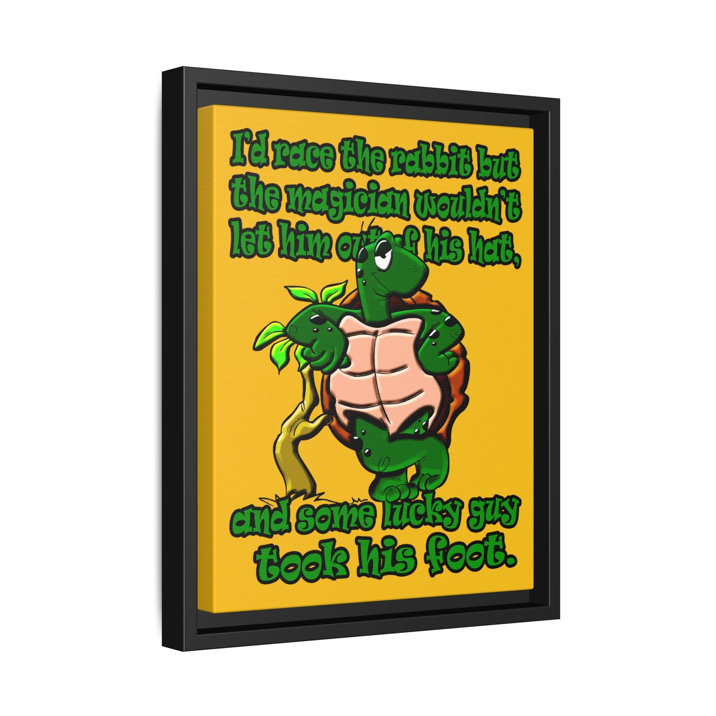 turtle race - framed canvas art (yellow)