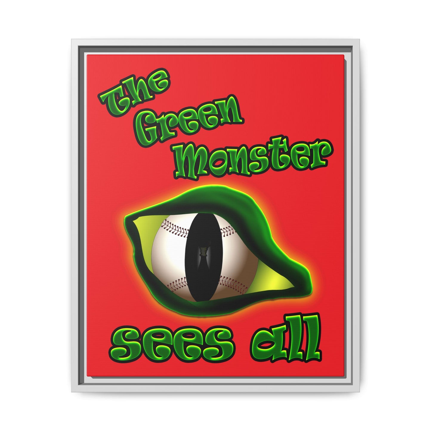 green monster - framed canvas art (red)