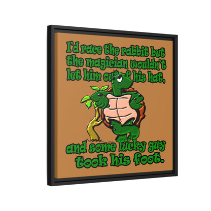 turtle race - framed canvas art (light brown)