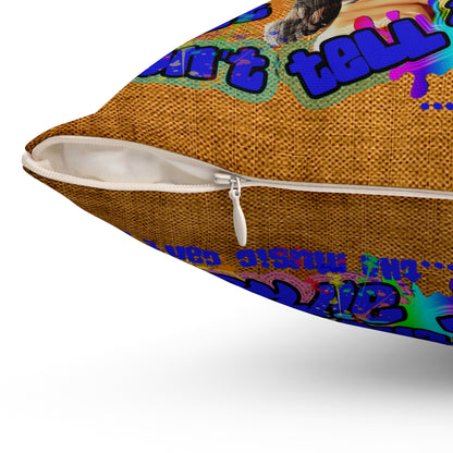 drop the beat - Spun Polyester Square Pillow - (dichromatic brown papyrus)