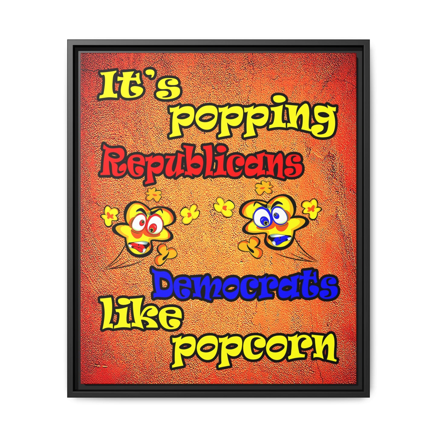 popping like popcorn - framed canvas art (burnt orange)