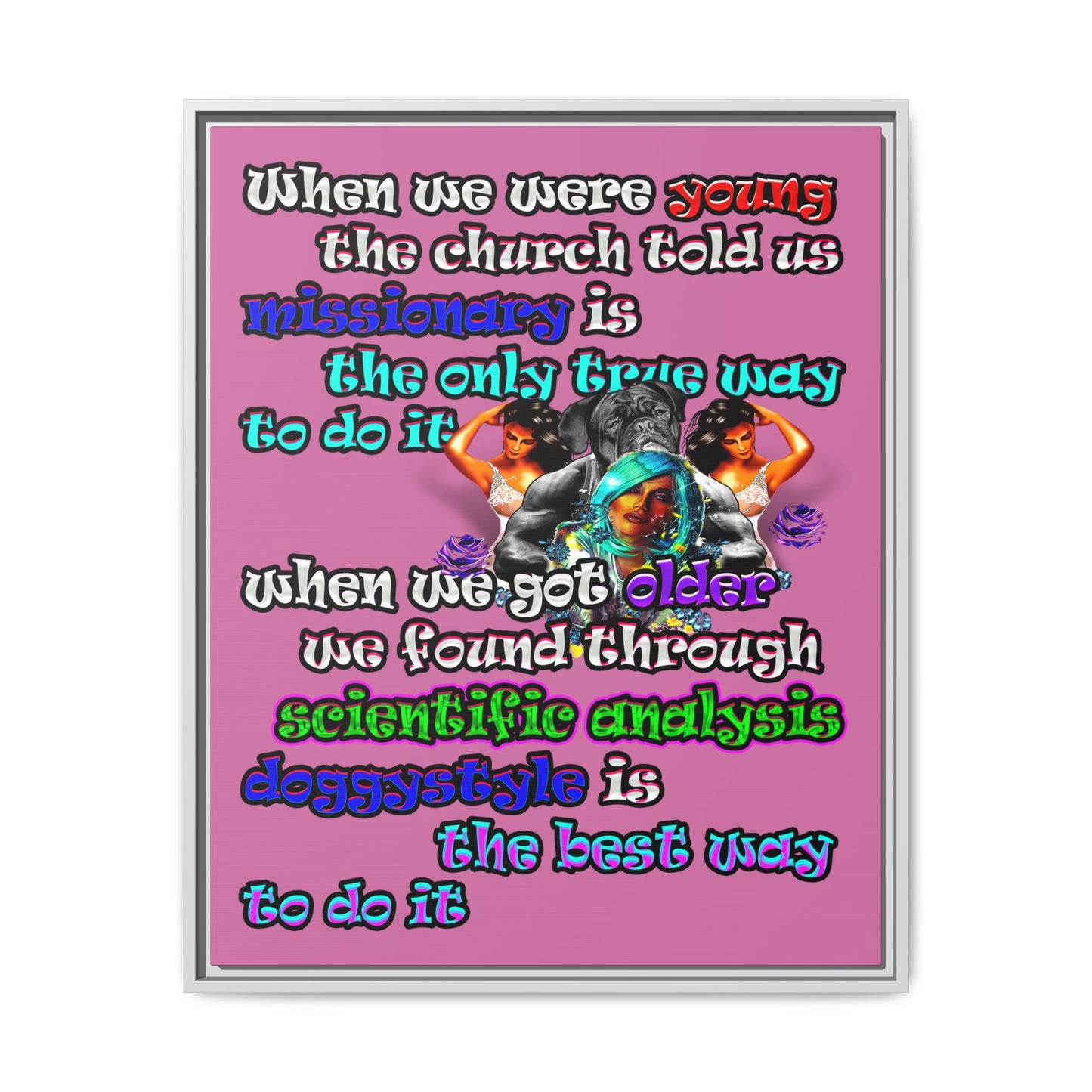doggystyle - framed canvas art (light pink)