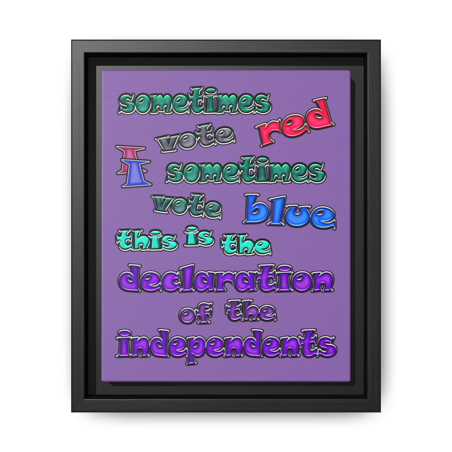 declaration of the independents - framed canvas art (light purple)