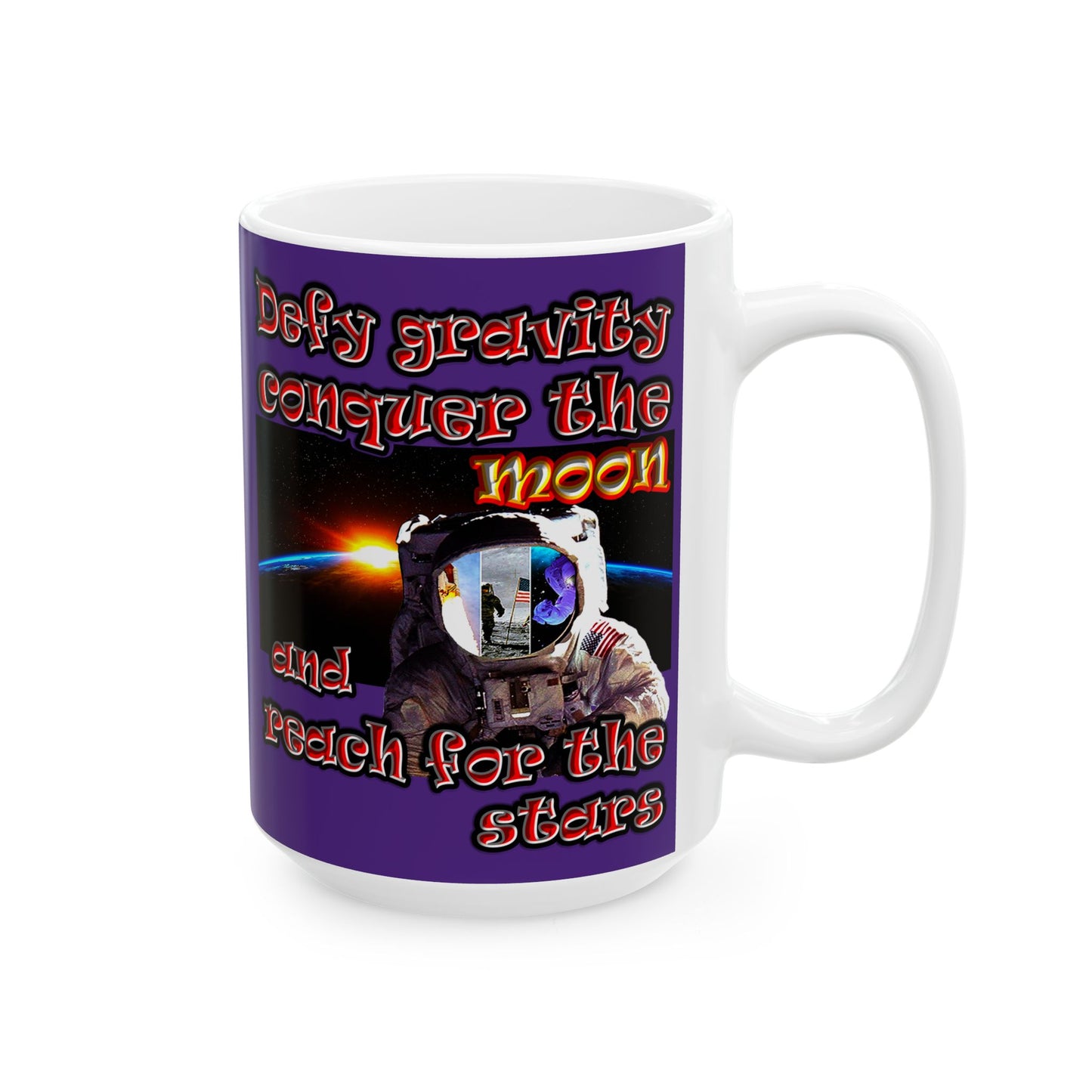 defy conquer reach - White Mug (purple)