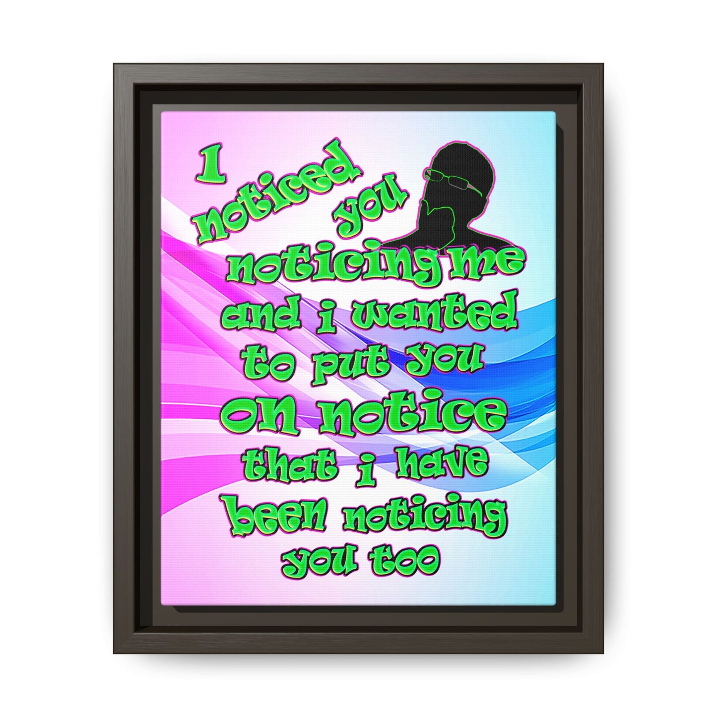 noticed you noticing - framed canvas art (light blue-pink wave)