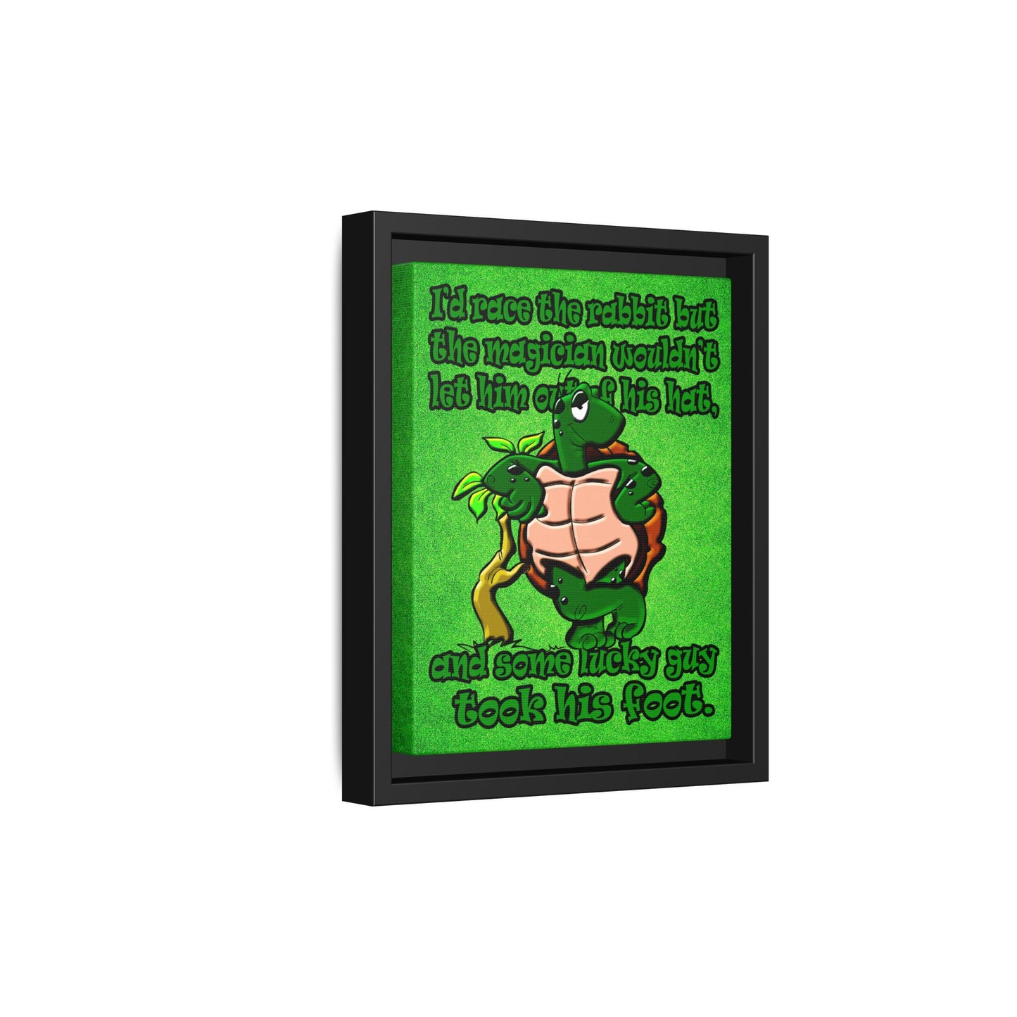 turtle race - framed canvas art (green turf)
