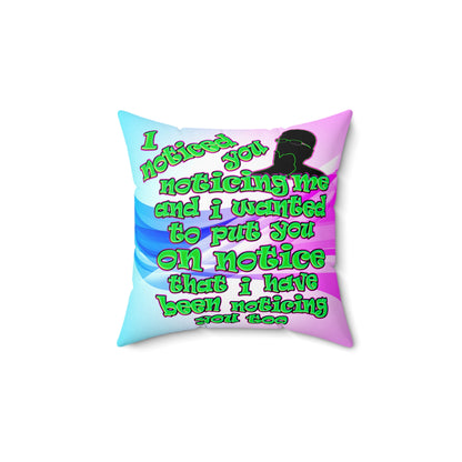 noticed you noticing - Spun Polyester Square Pillow - (light blue-pink wave)