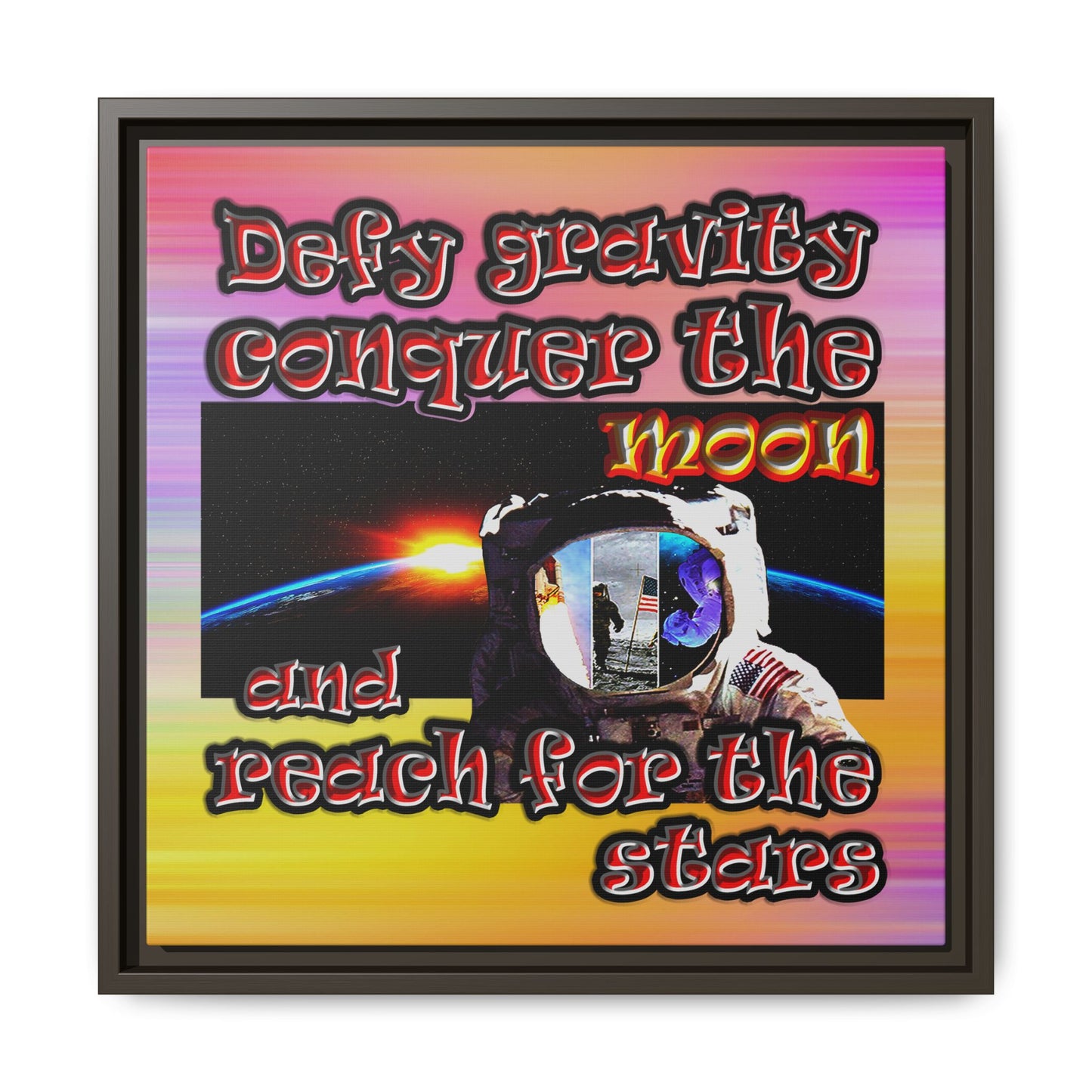 defy conquer reach - framed canvas art (color blur)