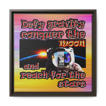 defy conquer reach - framed canvas art (color blur)
