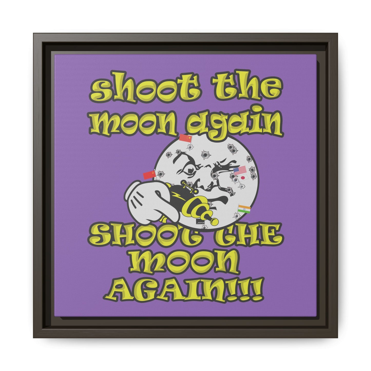 shoot the moon again - framed canvas art (light purple)