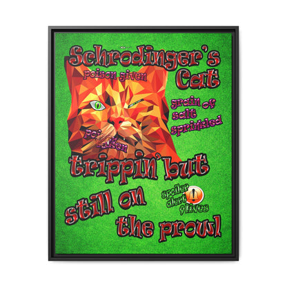 schrodinger's cat - framed canvas art (green turf)