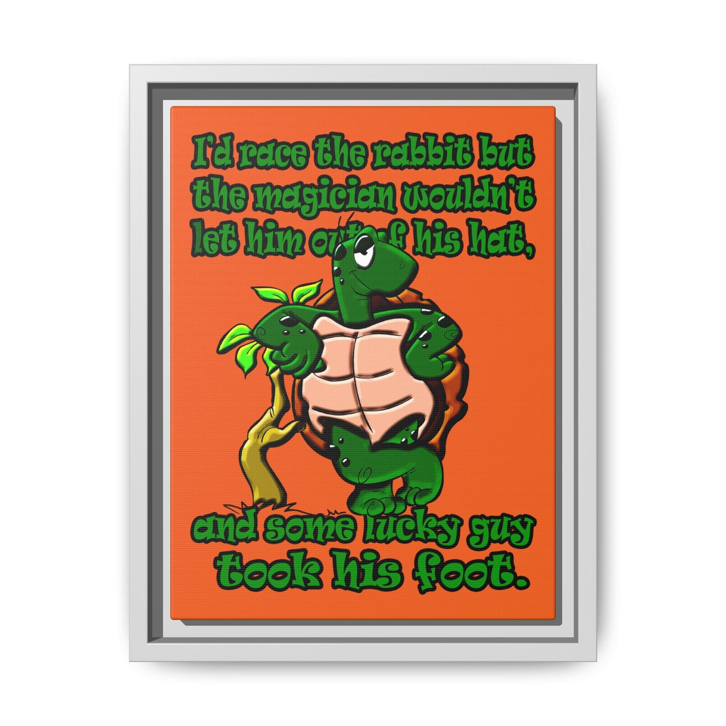 turtle race - framed canvas art (orange)