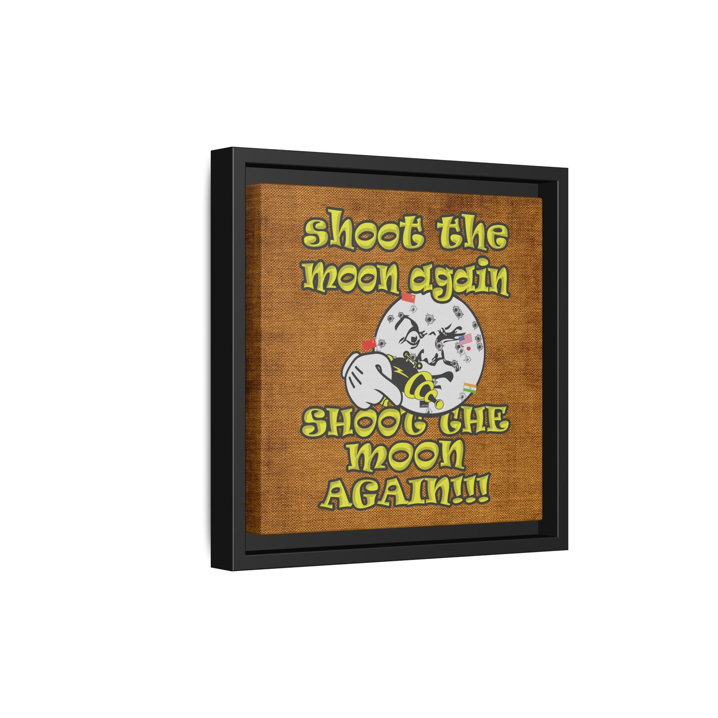 shoot the moon again - framed canvas art (brown papyrus)