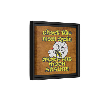 shoot the moon again - framed canvas art (brown papyrus)