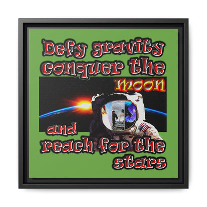 defy conquer reach - framed canvas art (green)