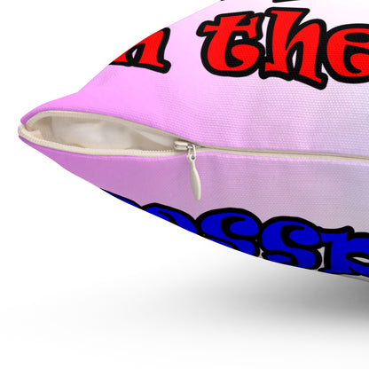 donkeys and elephants - Spun Polyester Square Pillow - (light blue-pink wave)