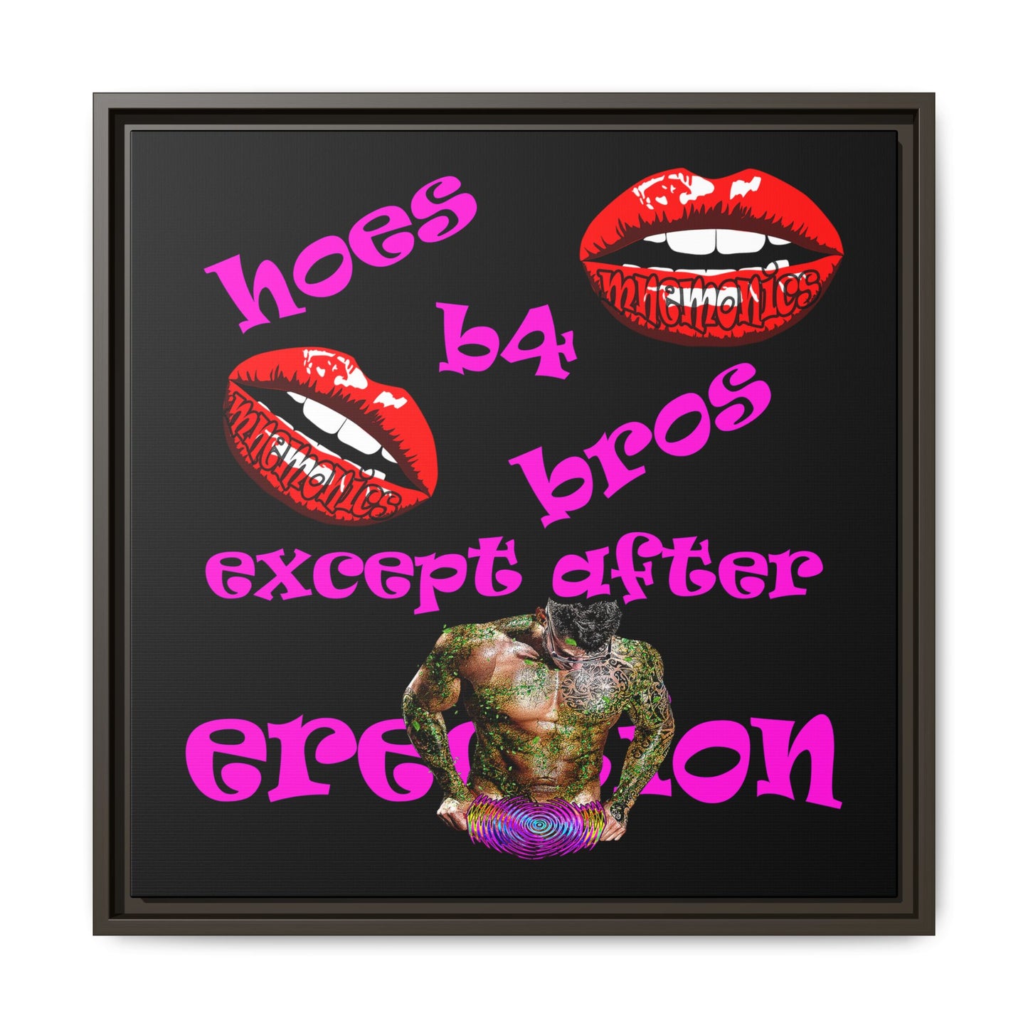 hoes b4 bros - framed canvas art (black)