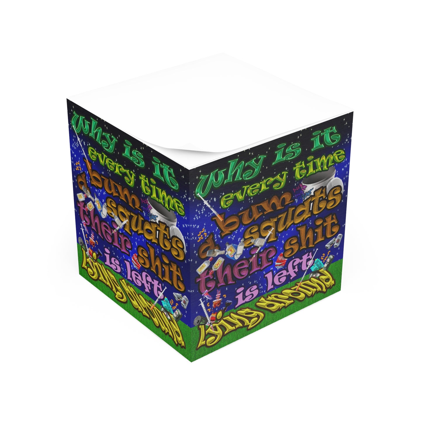 the bum's shit - note cube ('snoops' background)