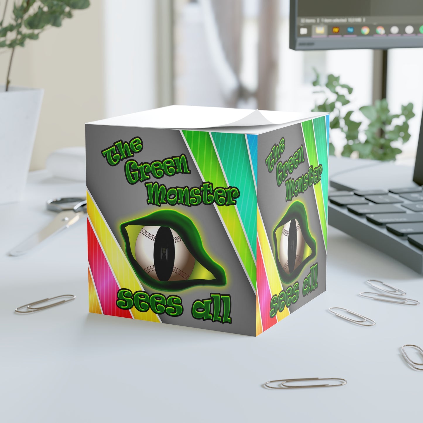 green monster - note cube (rainbow split)