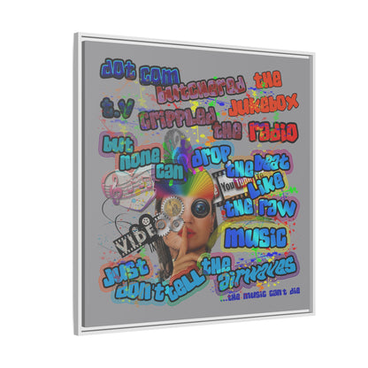 drop the beat - framed canvas art (grey)
