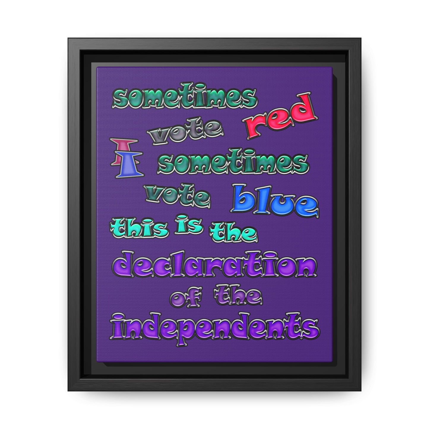 declaration of the independents - framed canvas art (purple)