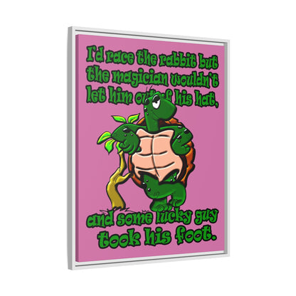 turtle race - framed canvas art (light pink)