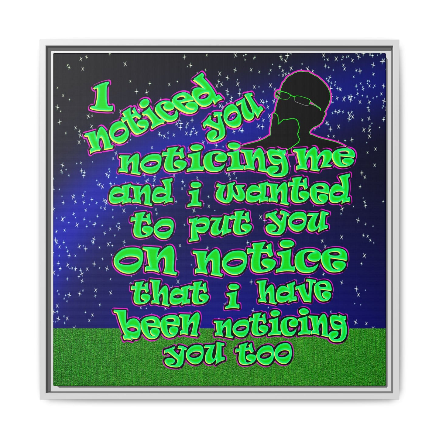noticed you noticing - framed canvas art ('snoops' background)