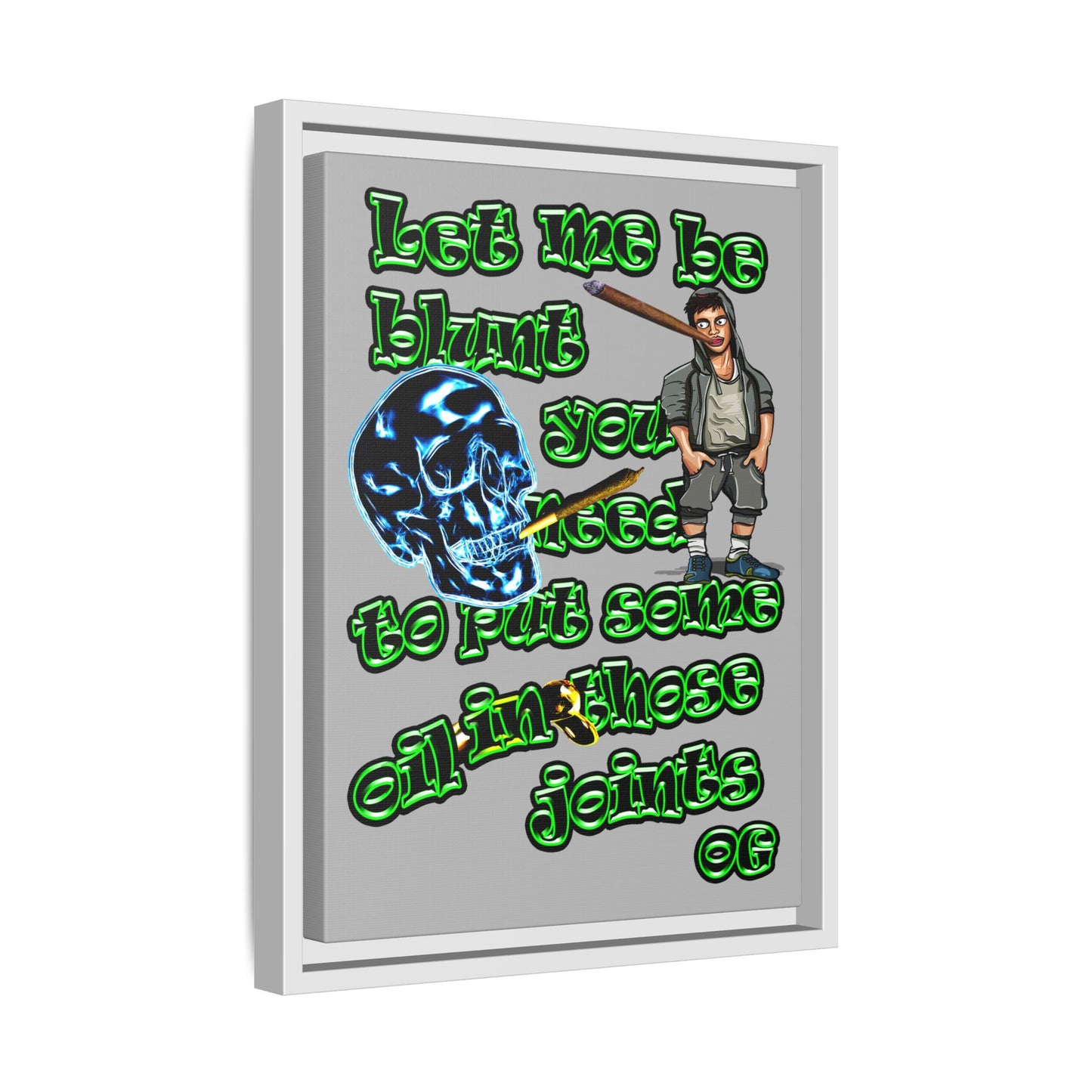 og - framed canvas art (light grey)