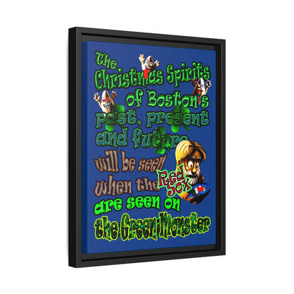 christmas spirits of boston - framed canvas art (dark blue)