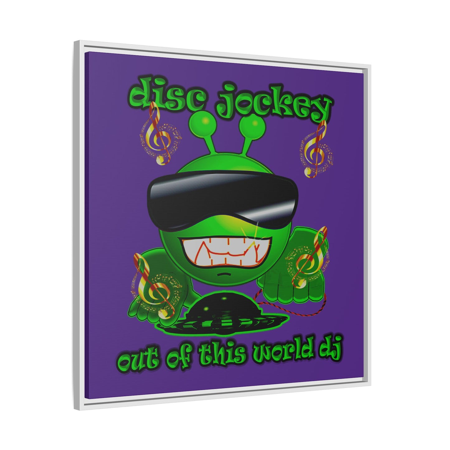 disc jockey - framed canvas art (purple)