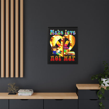 love peace - framed canvas art (black)