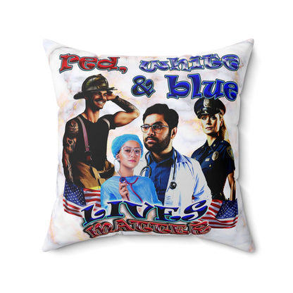 rw&b lives matter - Spun Polyester Square Pillow - (white marble)