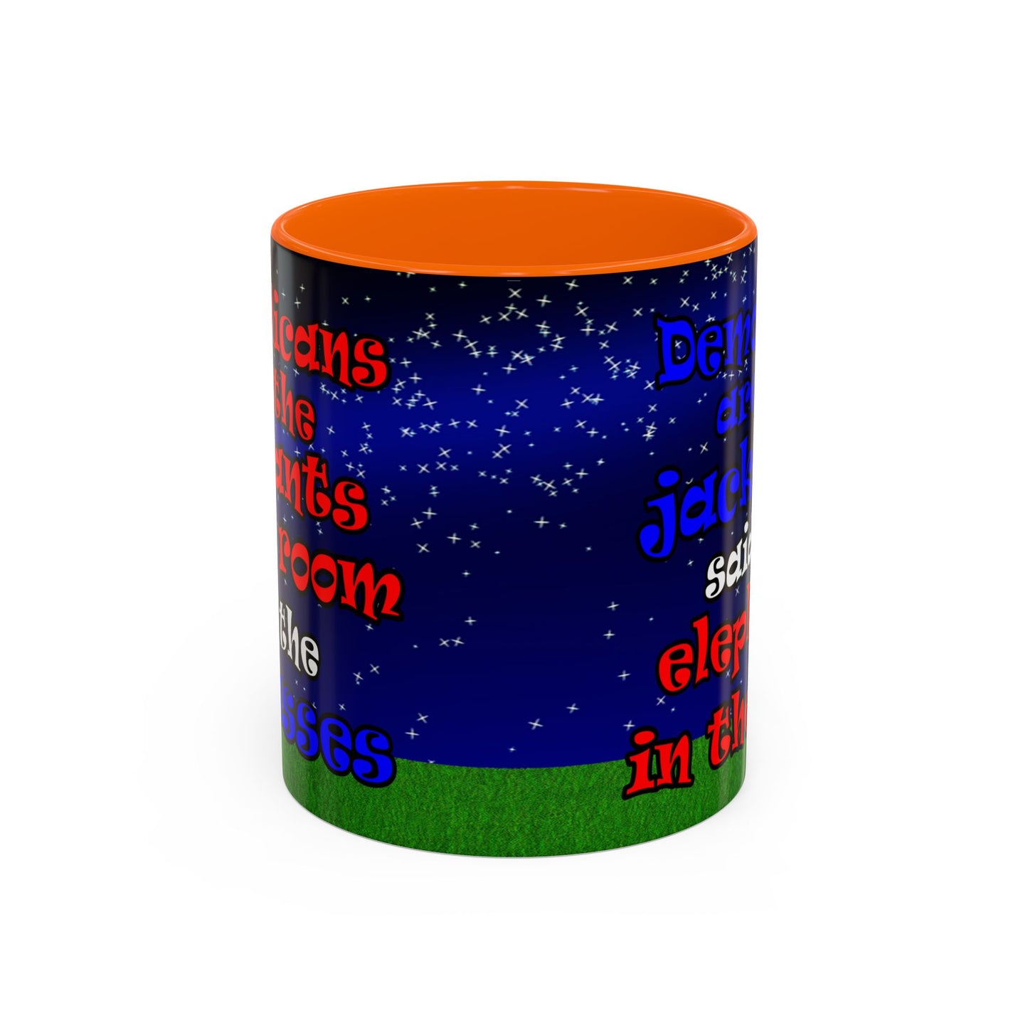 donkeys and elephants - Accent Mug ('snoops' background)