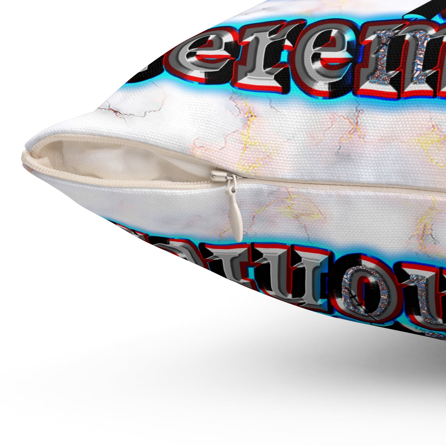 em cee squared - Spun Polyester Square Pillow - (white marble)