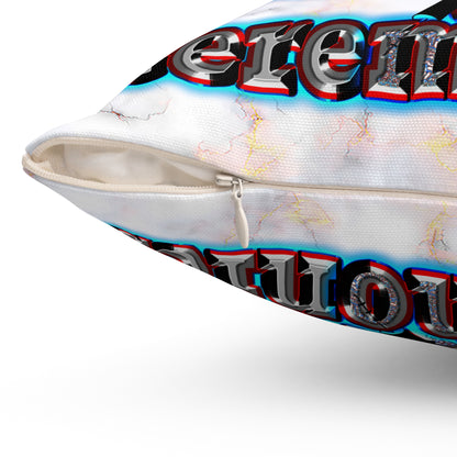 em cee squared - Spun Polyester Square Pillow - (white marble)
