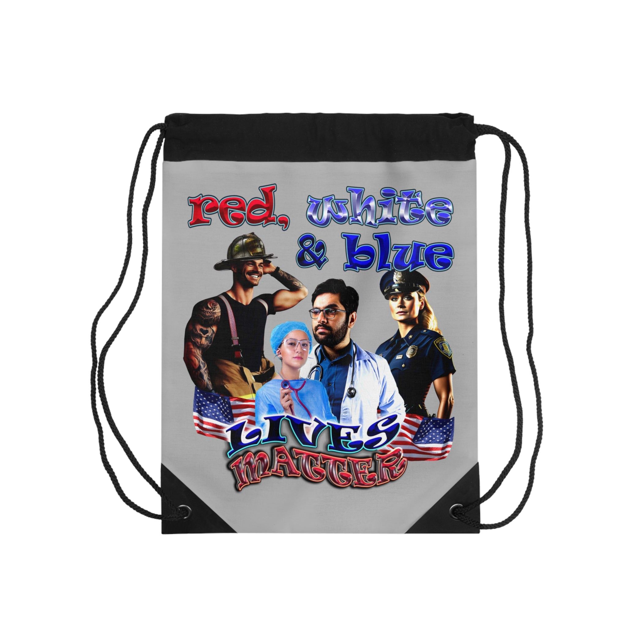 rw&b lives matter - Drawstring Bag (light grey)
