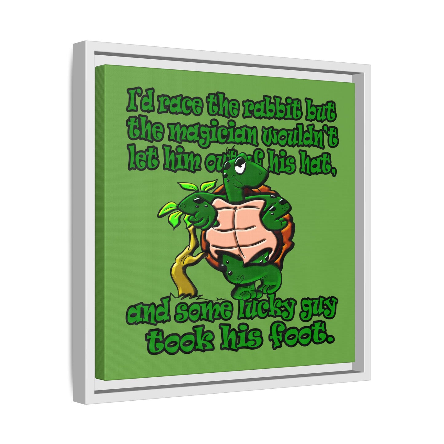 turtle race - framed canvas art (green)
