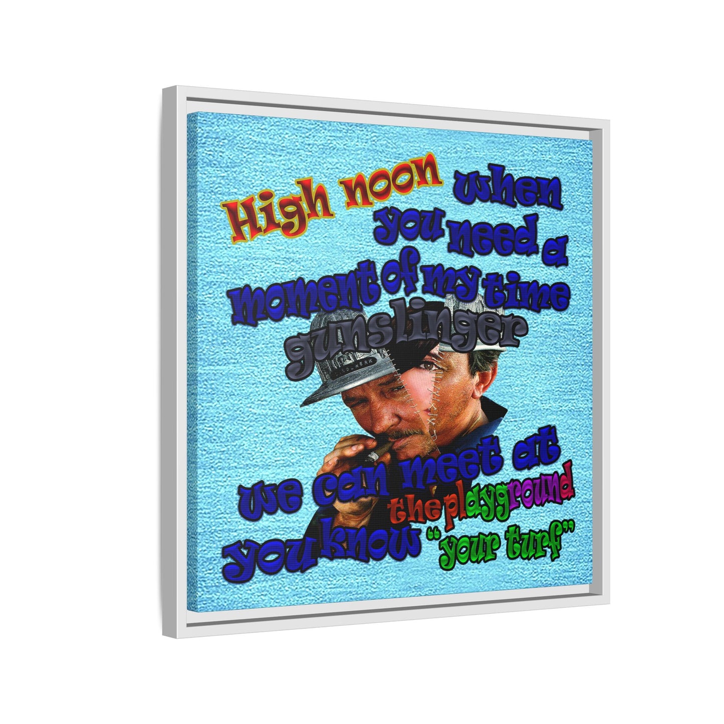 high noon - framed canvas art (faded blue)