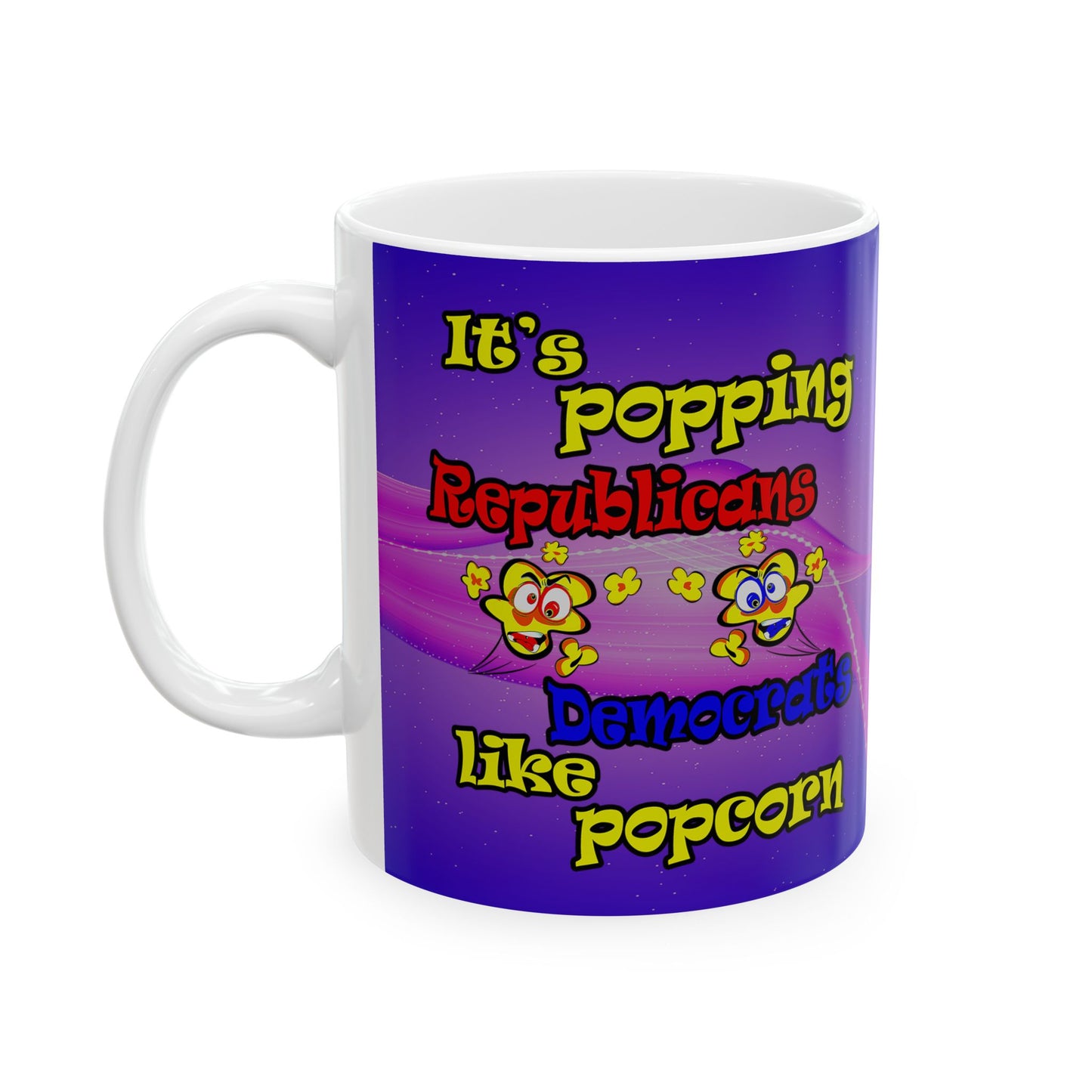 popping like popcorn - White Mug (purple-pink wave)