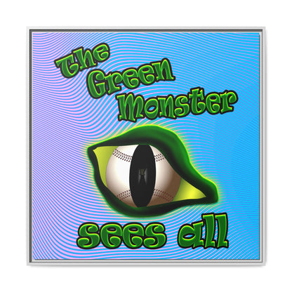 green monster - framed canvas art (light blue-purple wave)