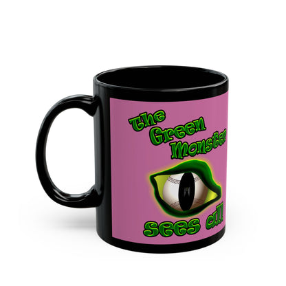 green monster - Black Mug (light pink)