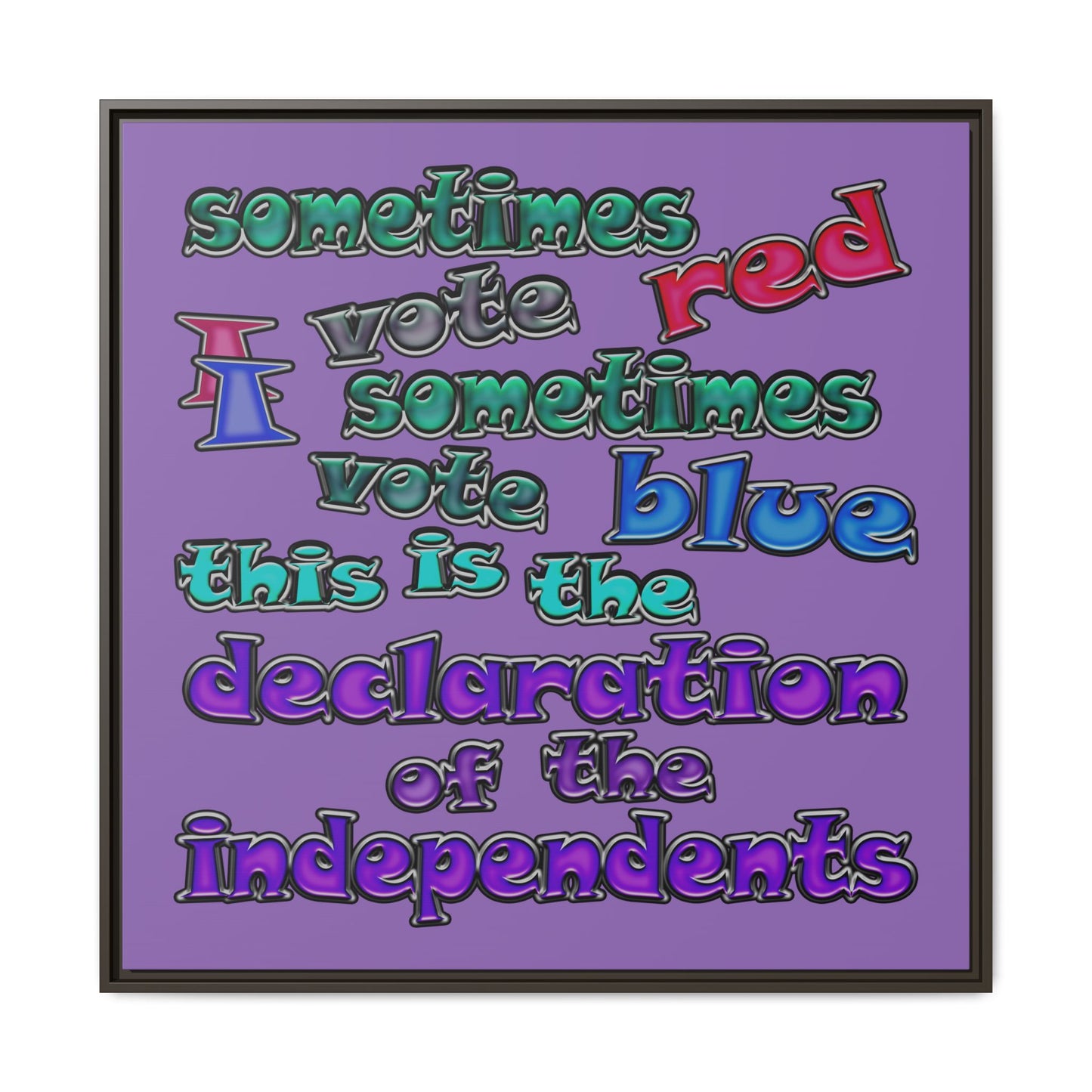 declaration of the independents - framed canvas art (light purple)
