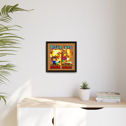 love peace - framed canvas art (light brown)